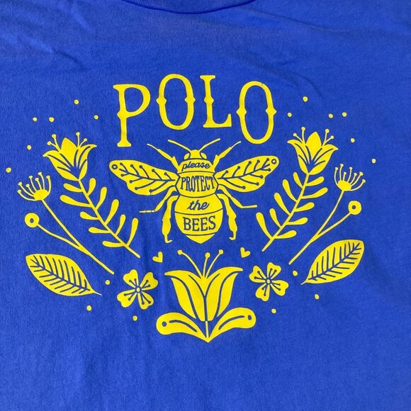 Girls Polo Ralph Lauren Polo Please Protect The Bees Tee Blue Yellow  XL Cotton - Picture 4 of 7